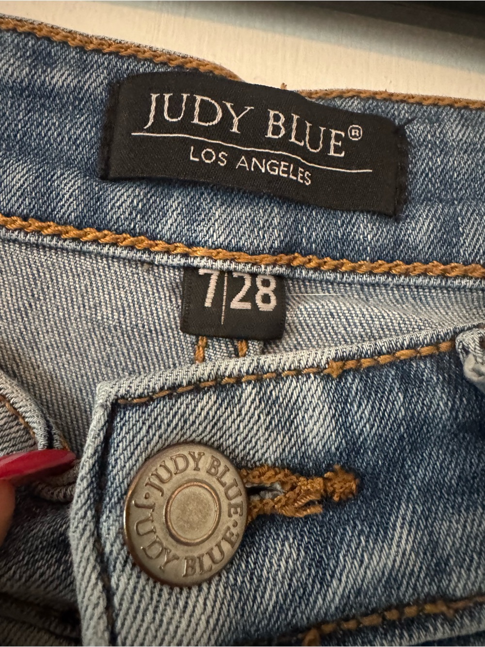 Judy Blue Light Blue Denim Jeans with Contrast Gold Stitching
